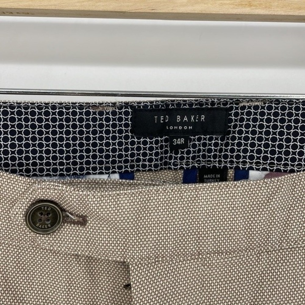 TED BAKER LONDON classic mmt penguin semi plain trouser slacks tan size 34R mens - Picture 5 of 9